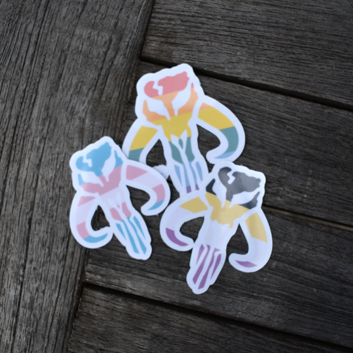 mythosaur flag stickers