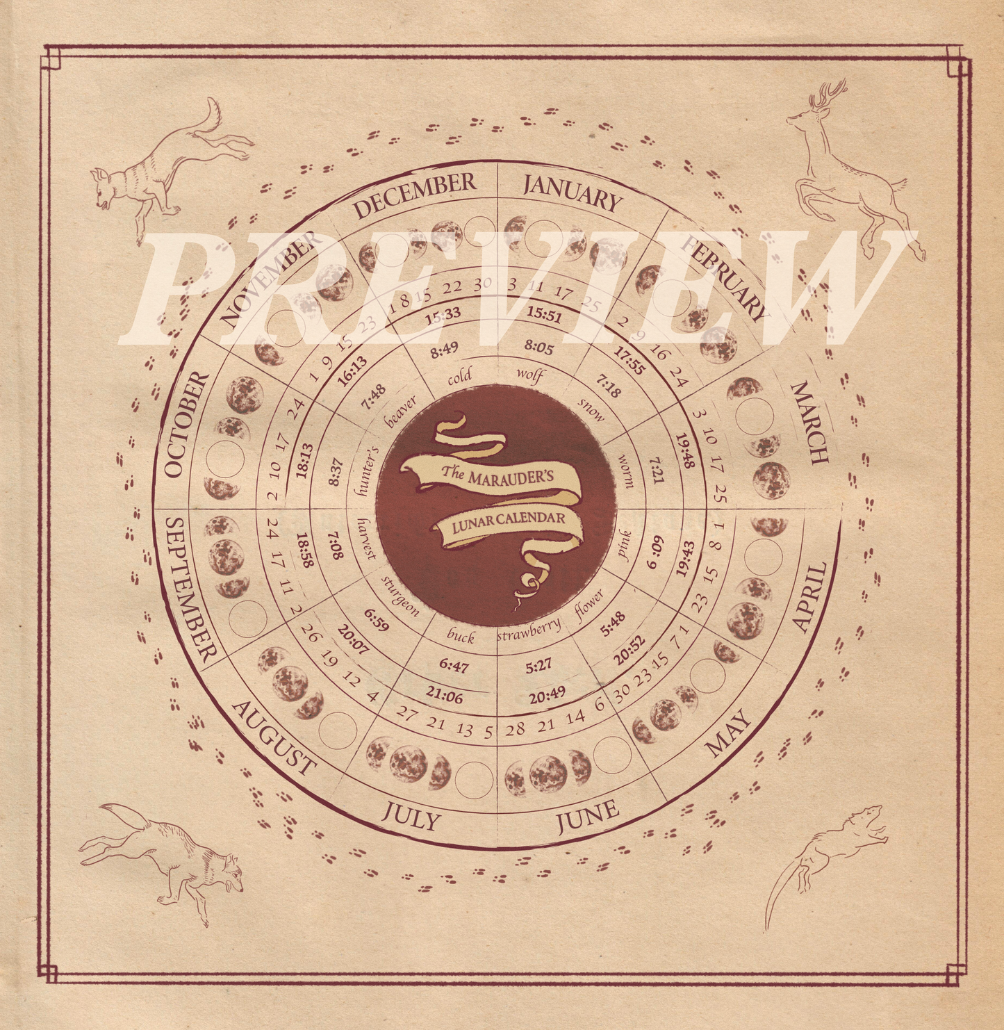 lunar calendar print